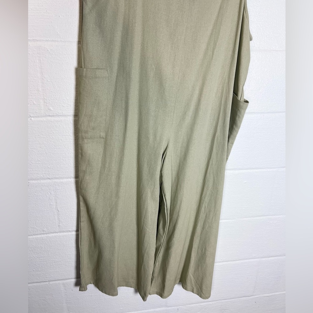 NEW HUNTER & BROWN Flowy‎ Casual Jumpsuit XL linen blend beige romper - Picture 5 of 10